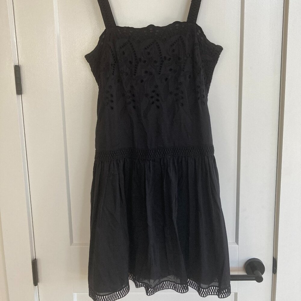 Black eyelet drop waist dress